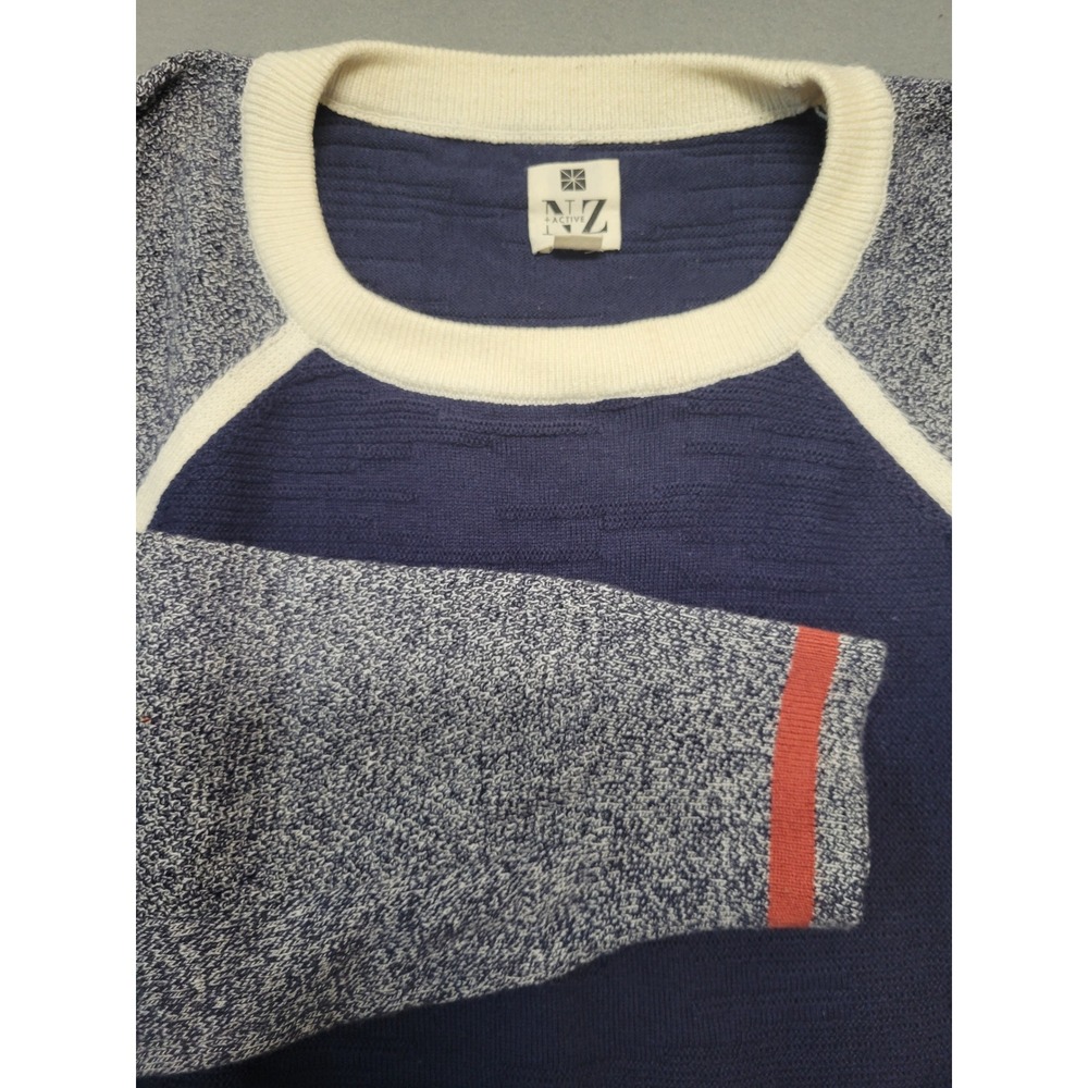 NIC+ZOE Active Sweater Mens XL Blue Gray Crew Neck Long Sleeve Knit‎ Pullover